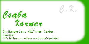 csaba korner business card